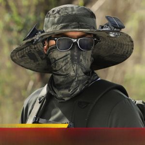 SHIPAILUO | Solar Powered Fan Hat Mens Outdoor Mountain Climbing Fishing UV Protection Waterproof Multi-functional Fisherman Cap