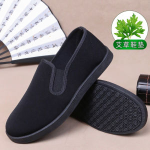 Old Beijing Mens Cloth Shoes 2025 New Mid-aged And Elderly Casual Fleece-lined Warm Cotton Shoes Breathable Flat Heel round Toe