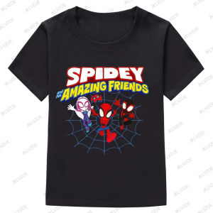 Summer New Spidey and His Amazing Friends Print Children T-shirt Short Sleeve Tees Boys and Girls Clothes Casual Kids/Adult Tops