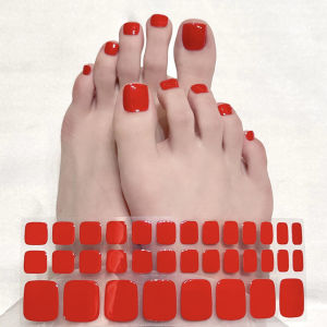 34Tips Solid Color Toenail Gel Paste Nail Stickers Full Long Lasting Semi Cured Foot Gel Nail Wraps Toe Manicure UV Lamp Need