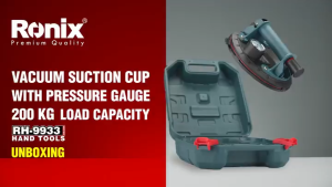 Ronix RH-9933 Vacuum Suckers: Double Rubber Press Gauge Plastic Double Cup Glass Suction Lifter - Lifts up to 200kg 20cm Diameter 0-60°C Red Line Indicator Durable BMC Bag ABS Body