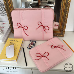 JOJOS L. PD.clusion Tablet Computer Bag with Elastic Bow Tie Stylish Polyester Material Cute Style Handheld Briefcase