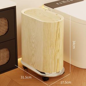 Thùng Rác Hai Lớp Có Bánh Xe Dung Tích Lớn Có Nắp Cho Phòng Bếp Và Phòng Khách Thùng Rác Giấy Bằng Nhựa Hình Học Tròn Hình Elip