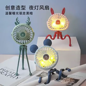 Octopus Mini Fan LED Light Rechargeable USB Fan Baby Stroller Fan Kipas