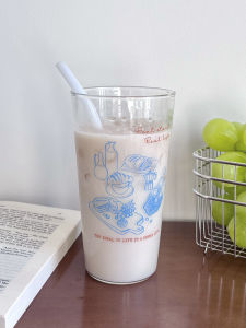 Ins Style Simple Retro High Borosilicate Glass Cup Large Capacity Heat Resistant Water Cup for Home Use Pure Color round Shape