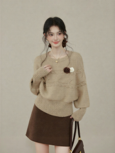 OUYANGXI | Áo Len Quần Dài Tay Batsleeve Thu Đông