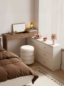 ZUNTONGGE | Small Bedroom Multifunctional Vanity with Mirror Wooden Corner Table