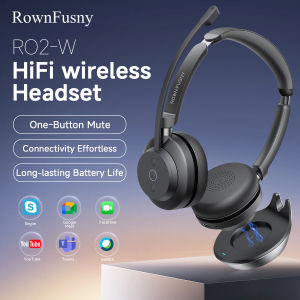 Rownfusny R02 Wireless Bluetooth Headphones with Mic 2.4G USB Dongle Call Center Noise Cancelling Headset for PCLaptopOffice