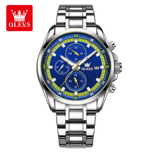 OLEVS | OLEVS TY713 Chronograph Sports Wristwatch for Men Fashion Stainless Steel Waterproof Luminous Auto Date Original Quartz Watches