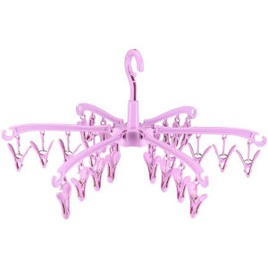 Hosiery Drying Rack 24 Clips Foldable Portable Travel Underwear Hanger Rotatable Clothes Drying Rack for Home and Dormitory