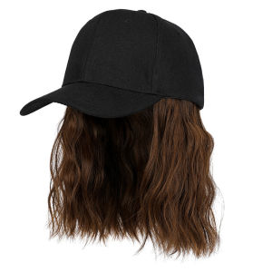Hat Wig for Women Short Wave Baseball Cap Wig with Curly Synthetic Hair Extensions Adjustable Brown Black Baseball Hat Wig