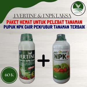 PAKET HEMAT 1 BOTOL VERTINE + 1 BOTOL NPK LAKSA Pupuk Lengkap Pelebat Dan Penyubur Tanaman Seperti CabeTomatterongjagungkelapa saitmanggaduriansemangkapepayapadi dll ORIGINAL