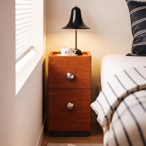 OYIla | Vintage Narrow Solid Wood Nightstand Storage Cabinet