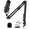 Chuyên nghiệp USB streaming podcast PC Microphone Studio cardioid Condenser Mic Kit với Boom Arm cho ghi âm co giật Youtube. 