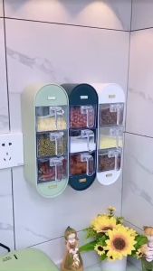 Hộp đựng gia vị 5 ngăn treo tường hộp đựng gia vị gắn tường bằng nhựa
