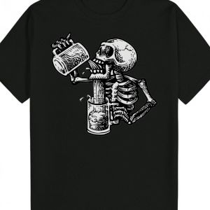 Men Vintage Black Skull Graphic T-Shirt Casual Summer Short Sleeve Breathable Design with Unique Skull Print Men Clothing