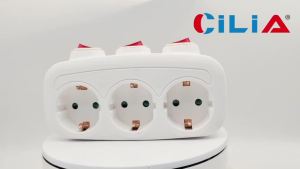 CILIA 1/2 Chiếc Ổ Cắm Trên Tường 3 Trong 1 EU Có 3 Công Tắc Điều Khiển Dải Nguồn Đa Năng 3 Ổ Cắm Điện Nối Đất Tiêu Chuẩn Cho Gia Đình