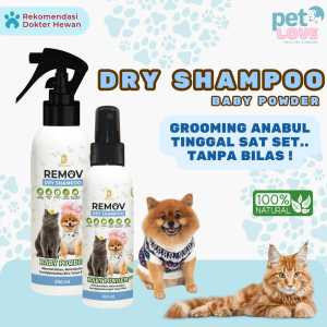REMOV Pet Dry Shampoo Kucing dan Anjing 250ml Wangi Shampo Tanpa Bilas Grooming Instant Grooming