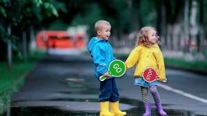 Stop and Go Sign Traffic with Handle - Double Sided Waterproof Crossing Guard Stop Sign for Kids Red Green Light Sign for Traffic & Street Safety 11.8 x 7.1 Inches