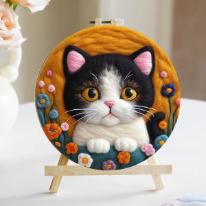 Cute Little Black Cat Felt Stamping DIY Material Kit Home Decor Simple Desktop Decoration Easy Home Boredom Buster Gift