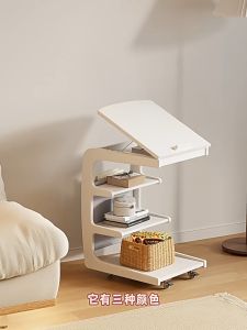 C Shaped Side Table Overbed Table with Tilting Desktop Bed Side Table with Wheels Rolling Laptop Desk