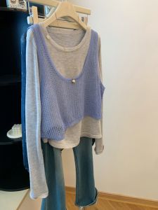 SHENGHUOYA | Hollow Out Design Layered Long Sleeve T-shirt Women Casual Top