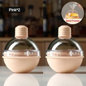 XMSJ | 2PCS Silicone Large Ice Ball Maker Sphere Mold Ice Cube Tray With Funnel For Whiskey Ice Hockey Bulb Shape Kitchen Bar Tools Set