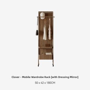 Vintage Style Multifunctional Hat and Coat Stand with Mirror for Bedroom