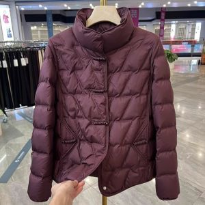 New Chinese Style Short Puffer Jacket Stand Collar Fashionable Winter Clothes for Middle-Aged And Elderly Women Thickened Polyester Fiber