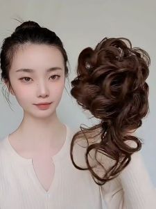 Búi ngoạm xoăn đuôi lơi B06L 💖FREESHIP💖 búi ngoạm tóc giả búi tóc giả nữ tóc giả búi kẹp Sỉ 35k