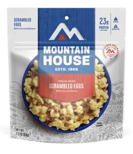 Mountain House Freeze Dried Scrambled Eggs With Uncured Bacon 23g Protein Net Wt 2.2oz (63g)