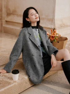 XIANGYING | Áo Khoác Lông Cừu và Cashmere Hai Mặt dành cho Phụ Nữ