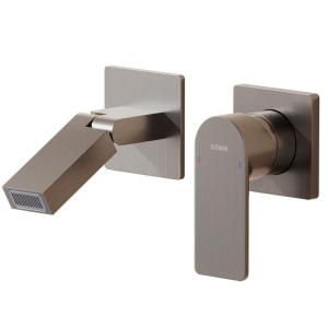 SSWW | Gun Grey Wall-Mounted Cold and Hot Basin Faucet Brass Body
