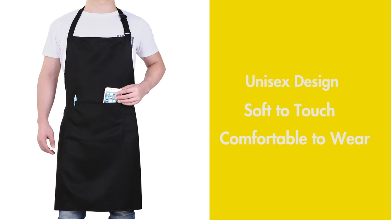 Professional Adjustable Waterproof Chef Apron with 2 Pockets for Men Women Cooking Gardening Painting Baking Restaurant
