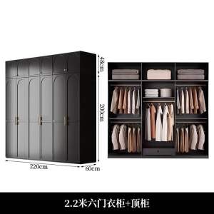 French retro style black wardrobe modern simple small apartment light luxury wardrobe