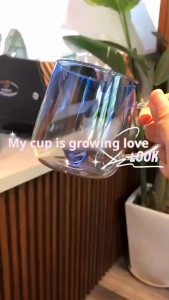 3D Love Gradient Transparent Glass Coffee Mug Milk Juice Couple Pair Cup Lady Office Afternoon Tea Party Drinkware 400mL