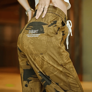 Spring Autumn Camouflage Casual Pants Womens New Elastic Workwear Sports Loose Large Size Breathable Outdoor Pants