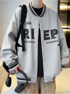 Spring Autumn Pure Cotton Fleece Lined Baseball Jacket for Boys Stylish Youthful Loose Fit Breathable Casual Wear