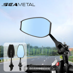 SEAMETAL Motorcycle AOS4 Mirror HD Blue Mirror Electric Motorcycle Wide Angle Adjustable Side Rearview Mirror For Japan CBS MSX Forza NaMx XMax PCX Wave Suitable for all models