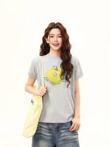 WILDAZI | Vintage Green Apple Print Short Sleeve Summer Boxy Top