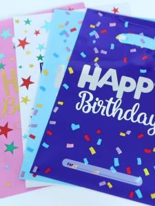 10pcs 16x25cm Happy Birthday Printed Gift Bags Plastic Candy Bag Party Loot Bags Boy Girl Kids Birthday Party Favors Supplies