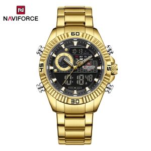 Naviforce | NAVIFORCE Mens Quartz Watch Business Classics Stainless Steel Wrist Watch Multifunctional Application Double-Display Watches