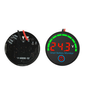 Round LED Battery Level Indicator DC 7-55V Adjustable Backlight Low Voltage Flash Alarm Power-off 3S-14S Lithium 12V 24V 48V