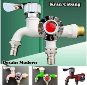 Sambungan kran shower kamar mandi double 2 kran cabang engkol kran cabang