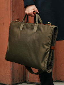 Gikanli Canvas Suit Storage Bag Retro Style Travel Clothing Bag Briefcase Handbag for Young Men on Travel No Foldable