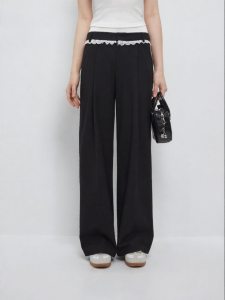 Casual Double Waistband Ruffle Suit Pants