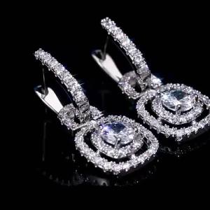 Huitan Luxury Silver Color Cubic Zirconia Crystal Earrings for Women Wedding Engagement Accessories Brilliant Earrings Jewelry