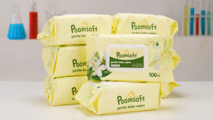 Poomsoft 5 Packs x 100 Sheet Jasmine Scented No-Alcohol Gentle Baby Wipes Wet Tissue Disposable