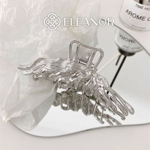 Kẹp tóc nữ kim loại Eleanor Accessories kẹp càng cua lượn sóng màu bạc phụ kiện tóc 4046