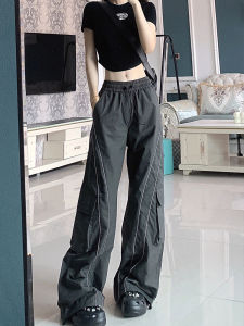 Pear Shapes American Retro Casual Working Pants Female Fall plus Size Plus Size Ladies High Waist Loose and Slimming Wide-Leg Pants